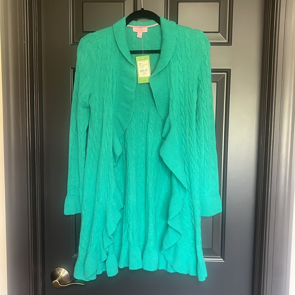 NWT $368 Lilly Pulitzer Shere Cable Sweater Coat XS 100% Cashmere